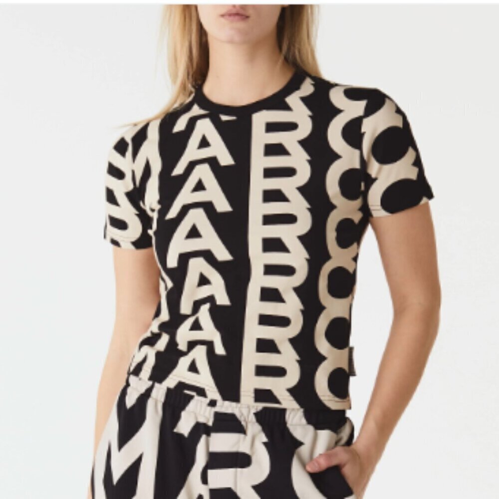 NEW! Marc Jacobs The Monogram Baby Tee -Black White multi - Picture 3 of 5